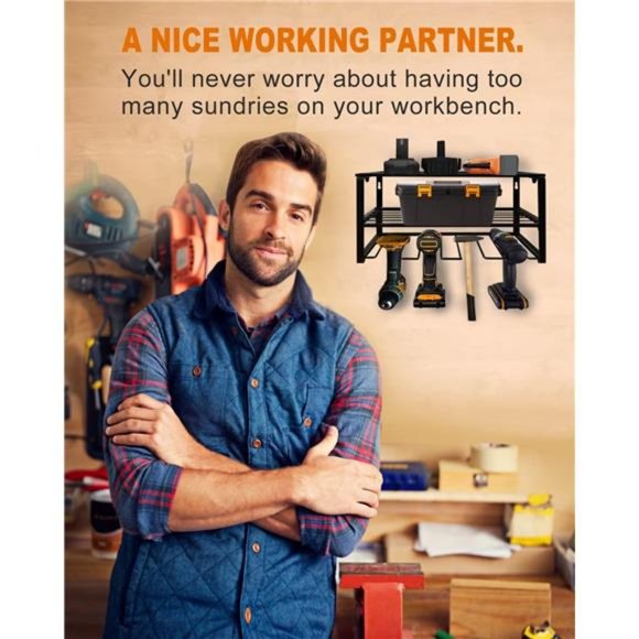 Power Tool Organizer, Wall Mounted Storage Rack, 150lb weight limit Heavy Duty - Picture 5 of 6